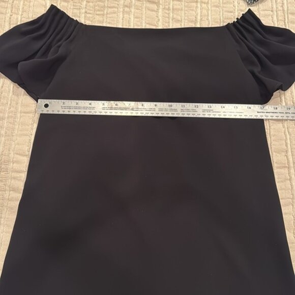 Trina Turk “Exceptional” Black Off-Shoulder Flutter Sleeve Mini Dress - small‎ - Picture 12 of 14